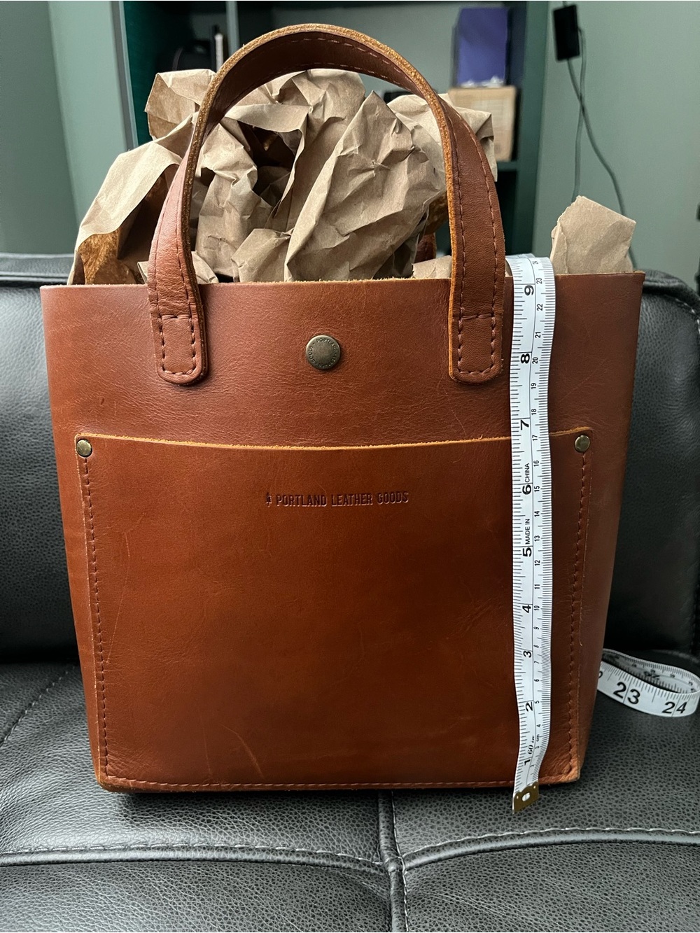 Portland Leather Goods mini snap tote in honey